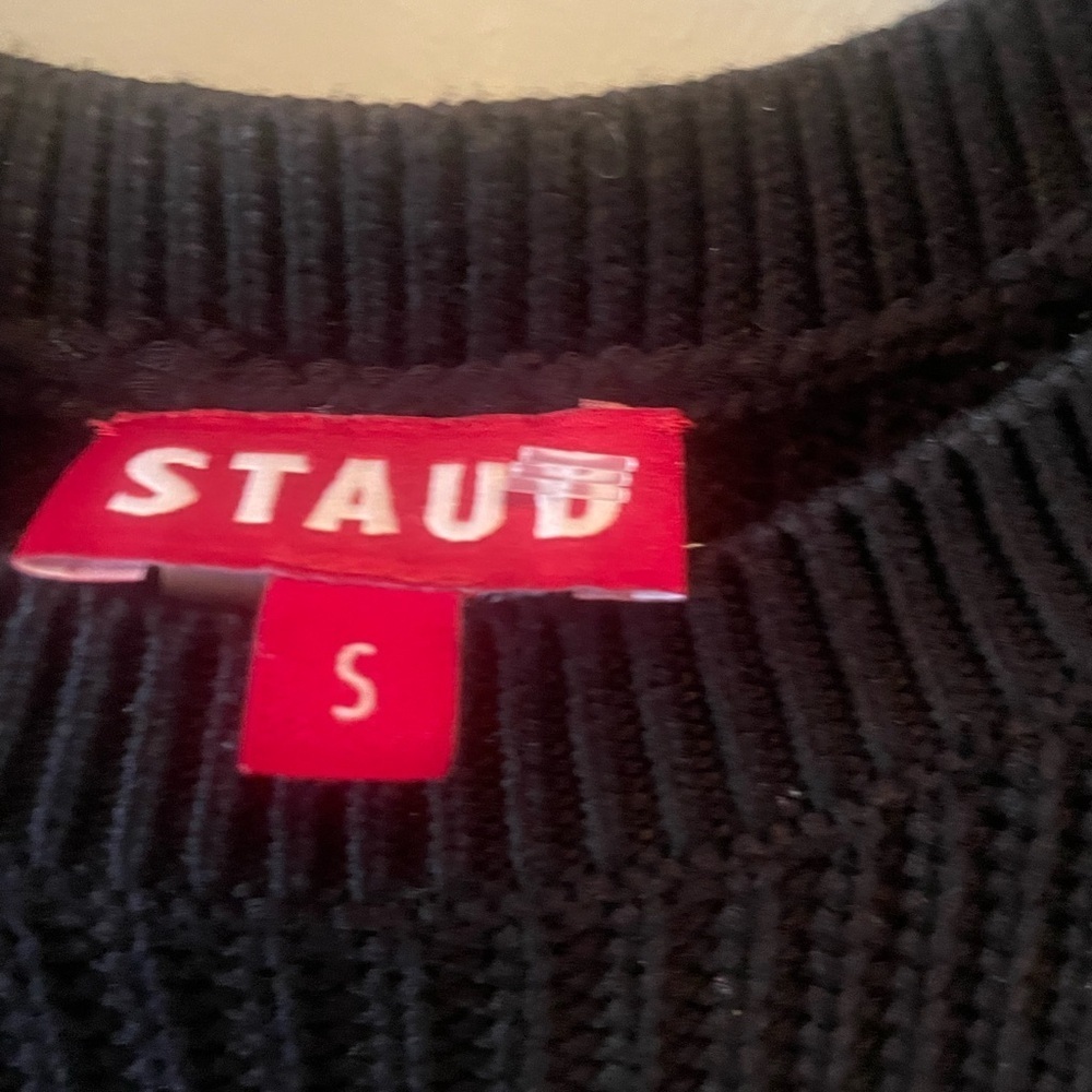 STAUD dress Marylebone balloon sleeve ribbed knit mini dress NWT black S $245- - Picture 12 of 12